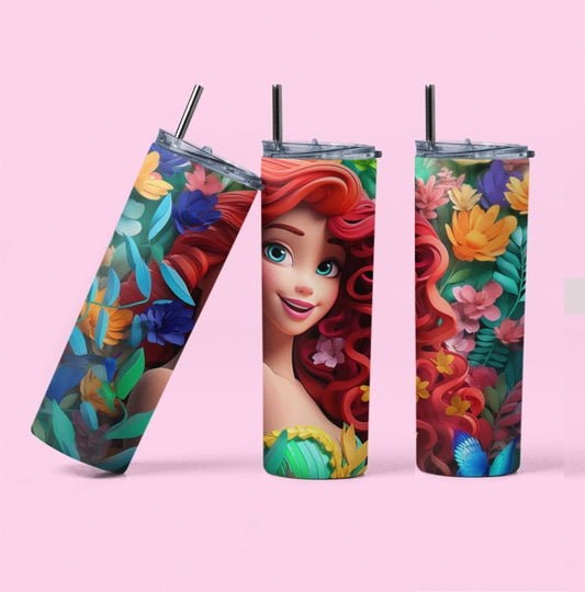 Ariel Color Pop 20 oz Tumbler W Straw!