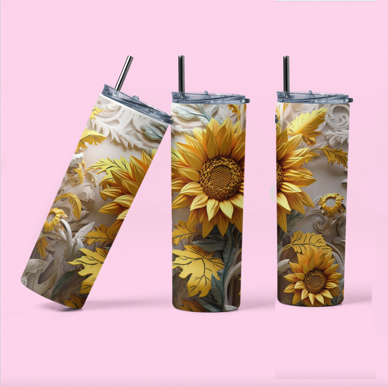 3D Sunflower 20 oz Tumbler W Straw!