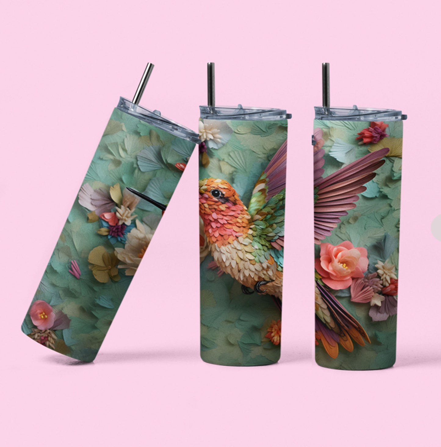 3D Hummingbird 20 oz Tumbler W Straw!