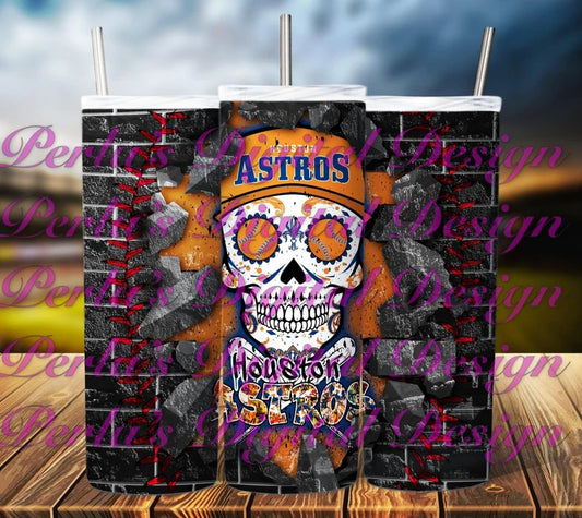 Astros Skull 20 oz Tumbler W Straw!