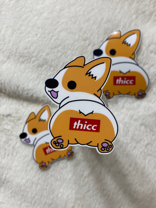 Adorable Thicc Corgi Vinyl Sticker - Waterproof and Durable for Laptop, Water Bottles, and More!