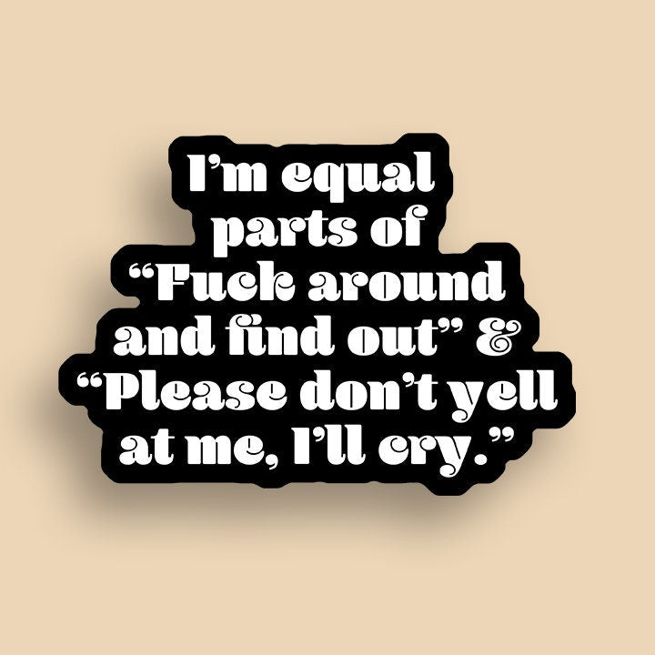 Im Equal Parts fuck around and find out & please don't yell at me Vinyl Sticker | Funny Stickers | Vinyl Stickers | Mental Health Stickers