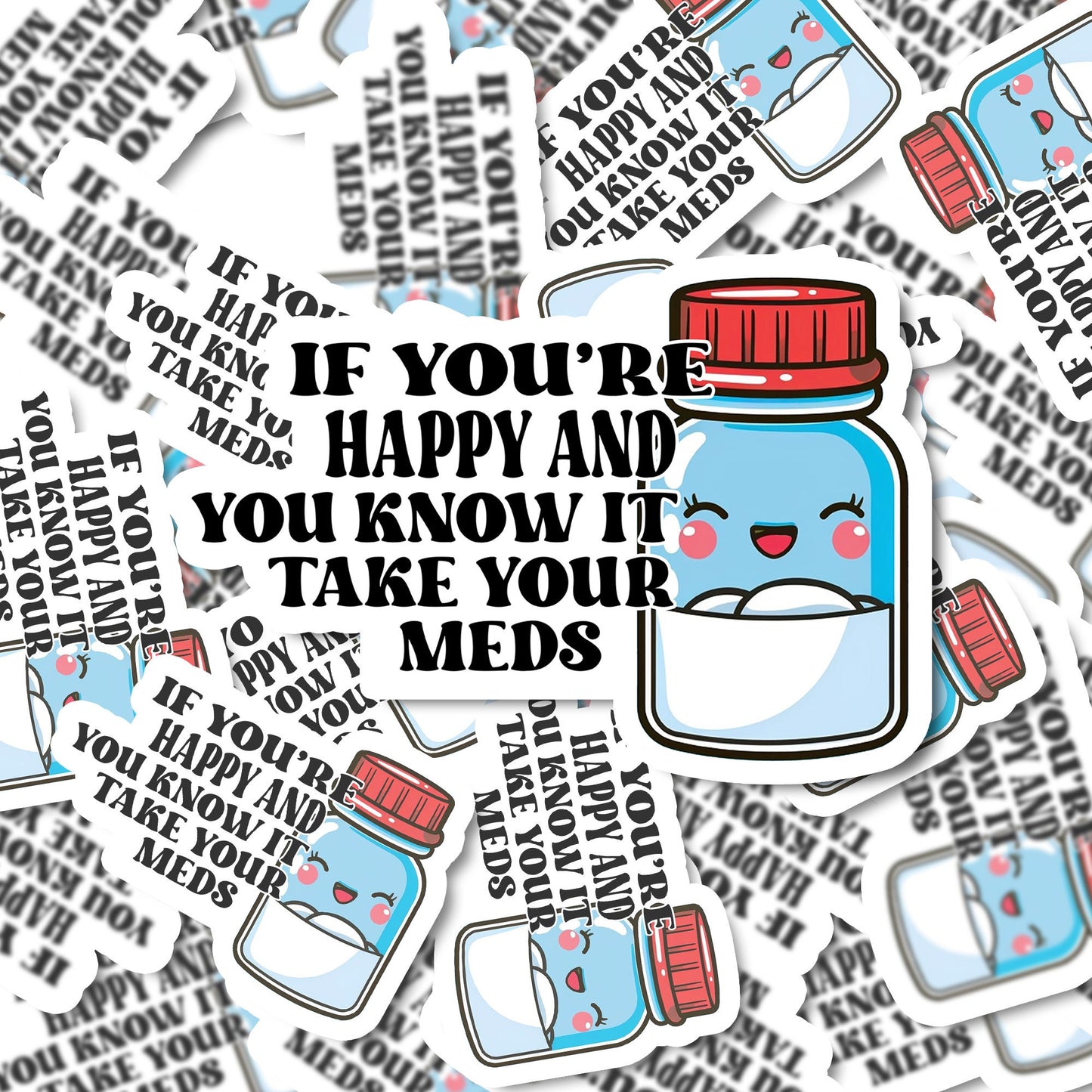 Take your meds sticker| Retro sticker | Mental health sticker | Gift for her | Med reminder sticker| Retro floral sticker| illness