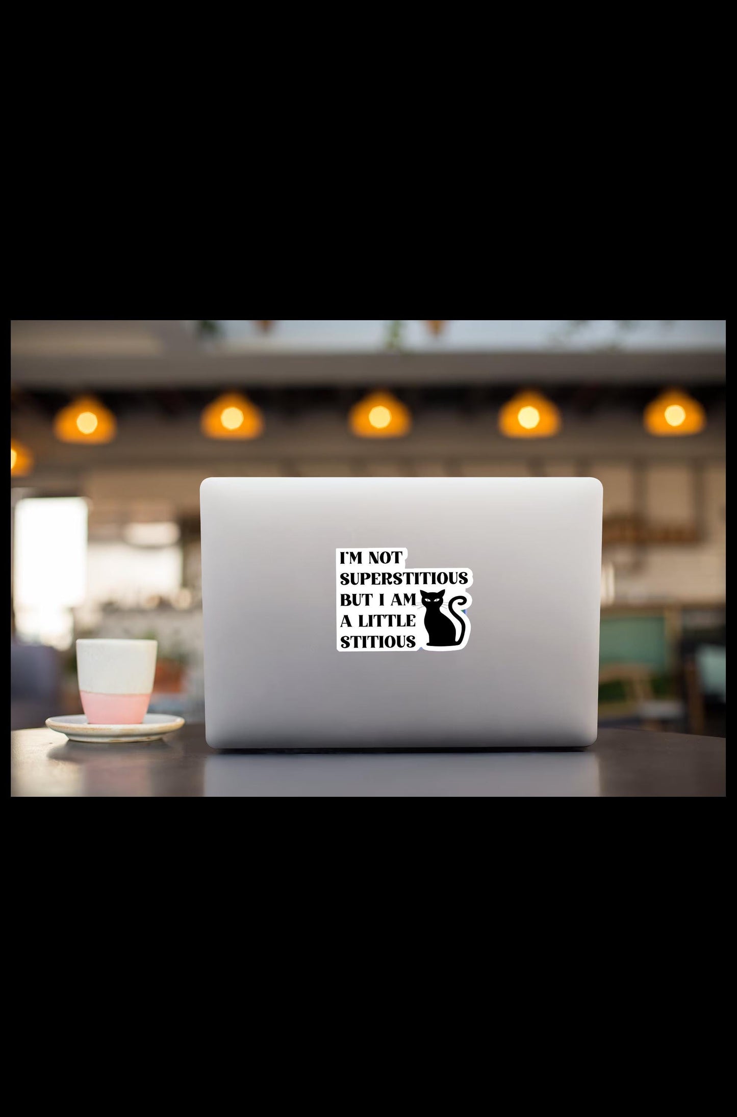 I'm Not Superstitious But I Am a Little Stitious Waterproof Vinyl Sticker | Laptop Stickers | Hydroflask Water Bottle Sticker