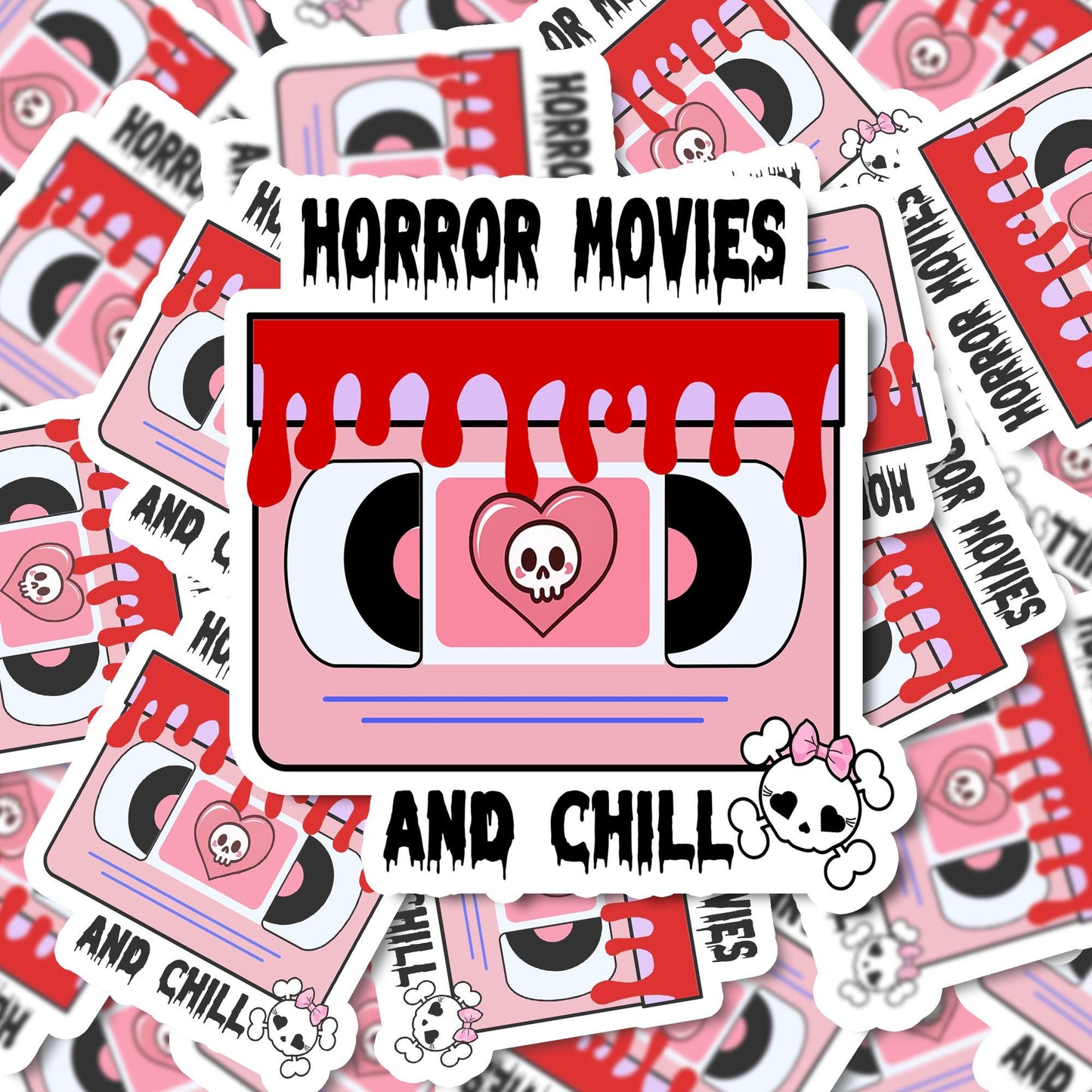 Horror movies and chill Sticker for kindles | horror movie stickers | laptops, popcorn, water bottles, planners, spooky, Stanley cup