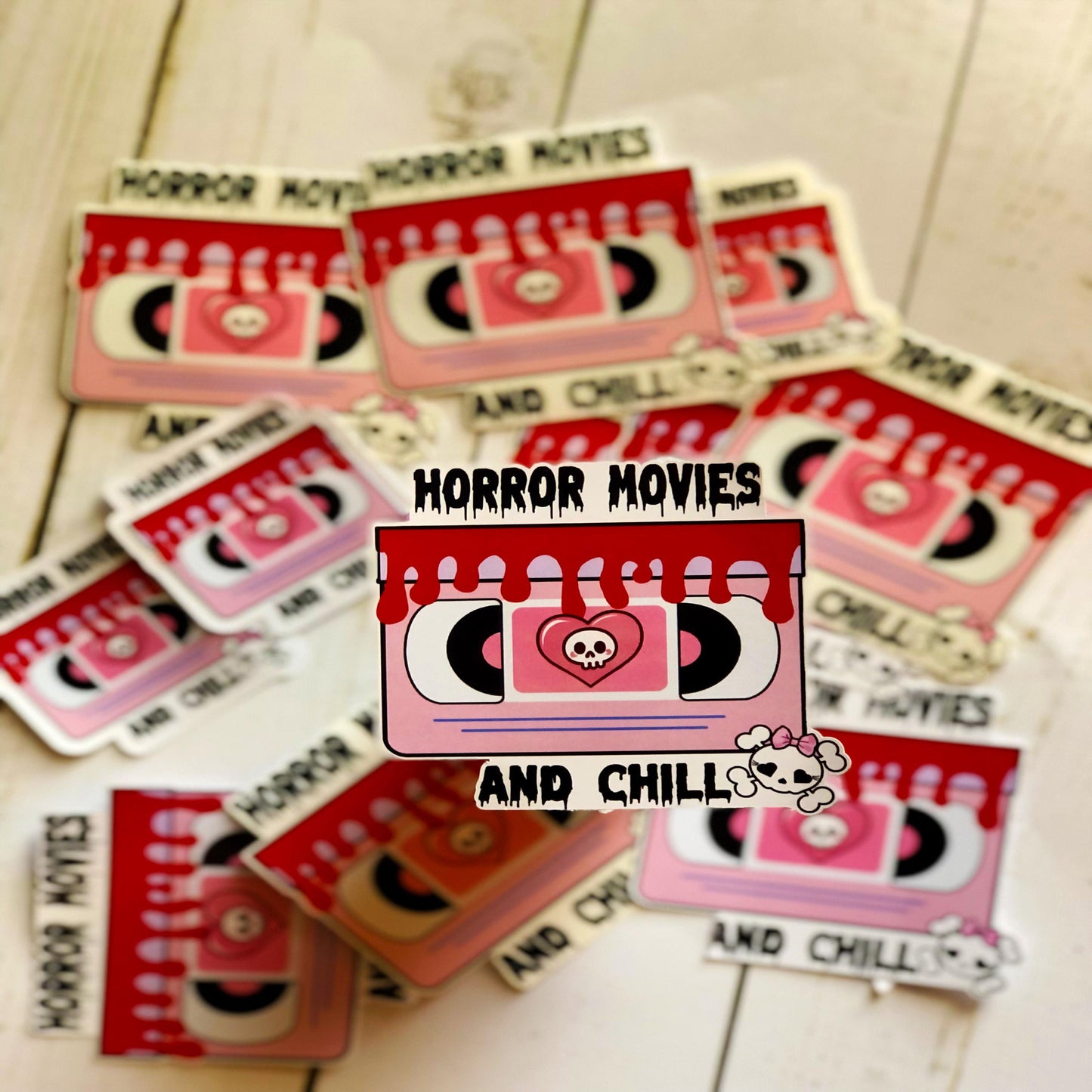 Horror movies and chill Sticker for kindles | horror movie stickers | laptops, popcorn, water bottles, planners, spooky, Stanley cup